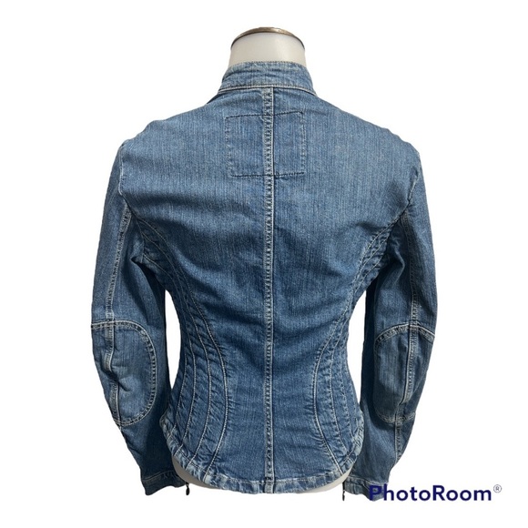 BELSTAFF Denim Moto Women’s Fitted Edgy Jean Jacket Y2K Denim XS-S - Picture 4 of 15